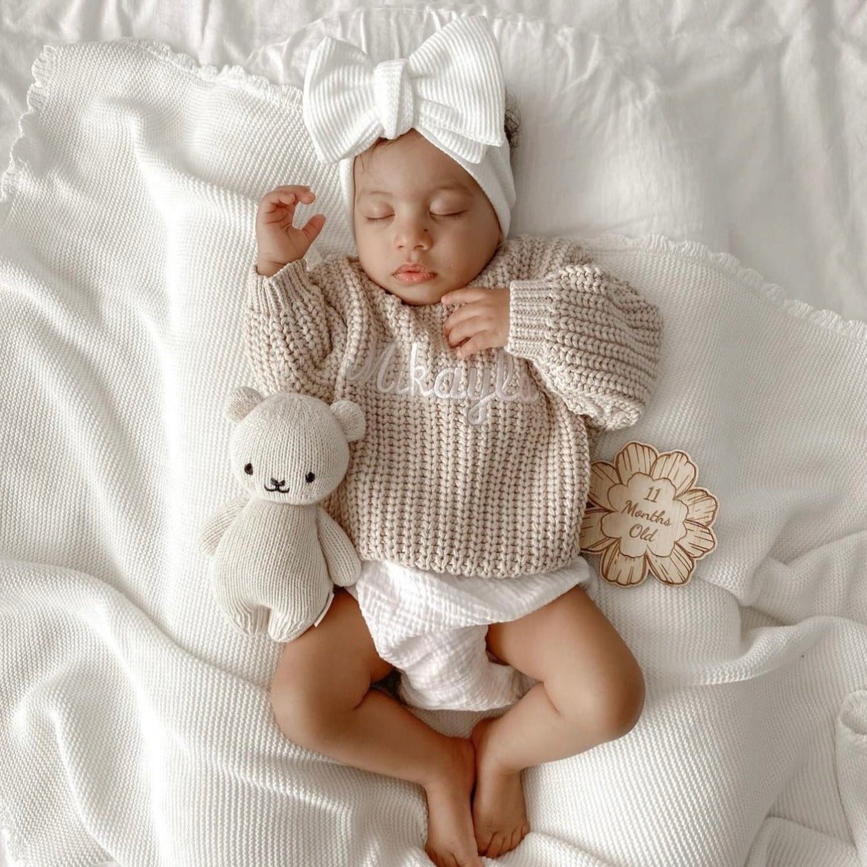 Milk Oversized Waffle Topknot Headband - Baby Headbands at Louie Meets Lola