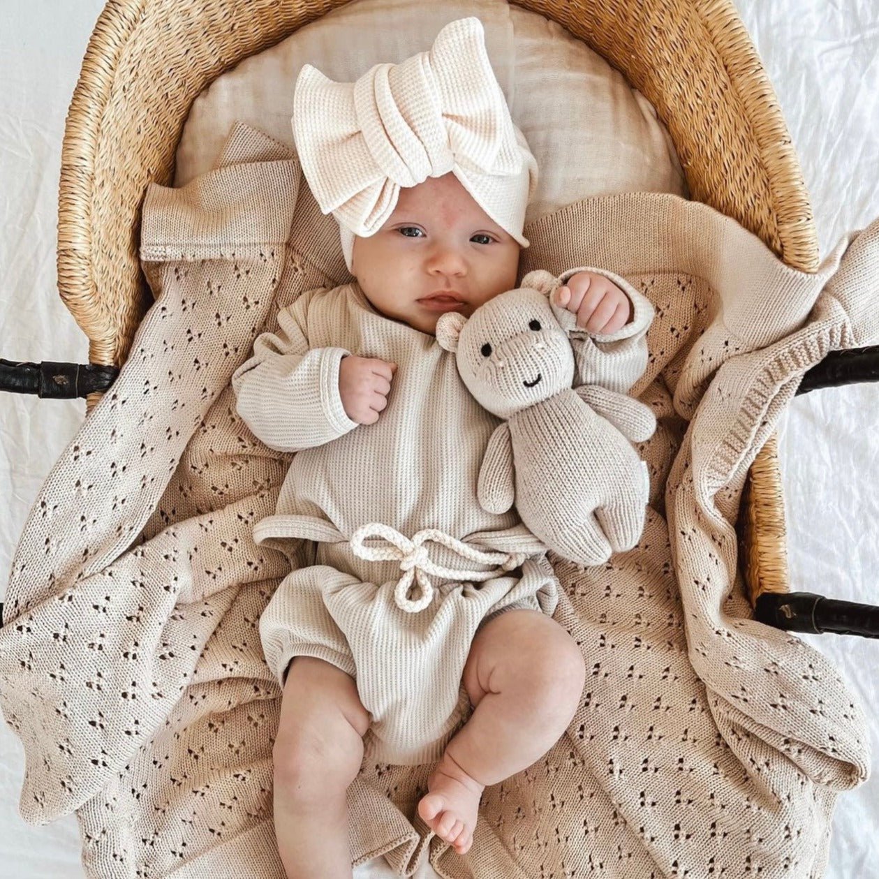 Milk Oversized Waffle Topknot Headband - Baby Headbands at Louie Meets Lola