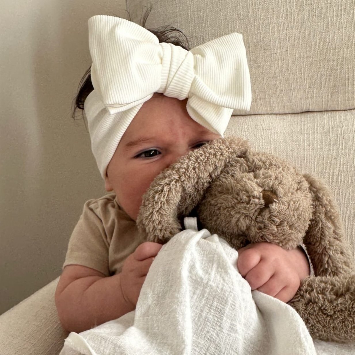 Milk Oversized Ribbed Topknot - Baby Headbands at Louie Meets Lola