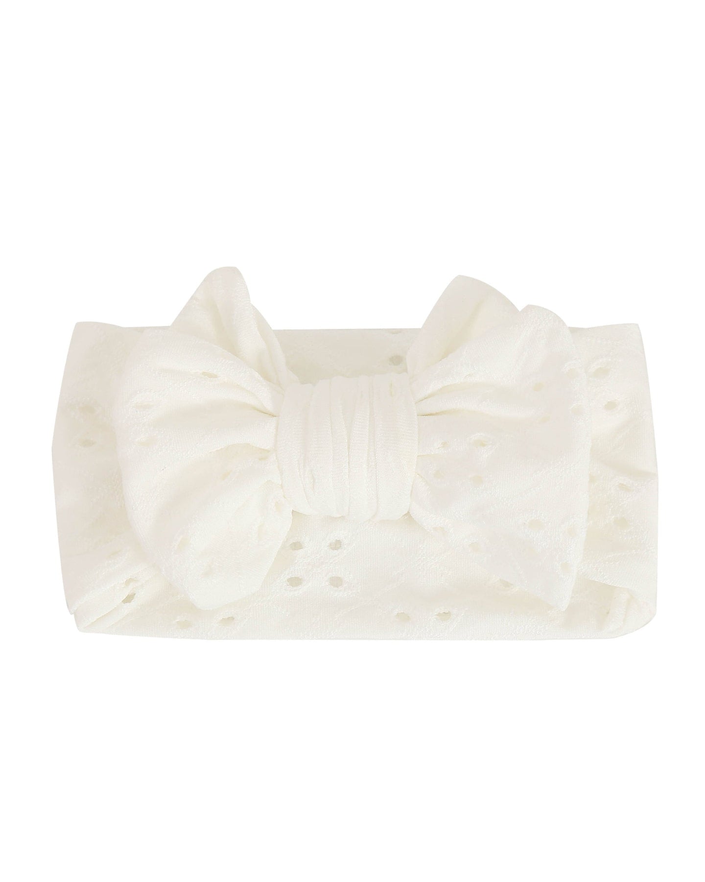 Baby Oversized Topknot Eyelet Headband Bow - Milk - Baby Headbands at Louie Meets Lola