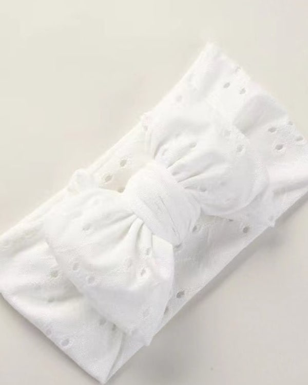 Baby Oversized Topknot Eyelet Headband Bow - Milk - Baby Headbands at Louie Meets Lola