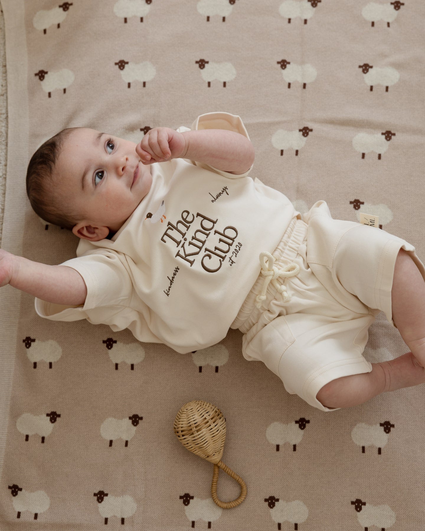 Baah Baah Blanket in Nude - Baby Blankets at Louie Meets Lola