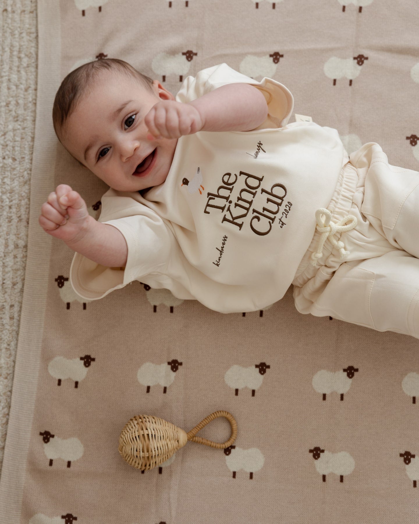 Baah Baah Blanket in Nude - Baby Blankets at Louie Meets Lola