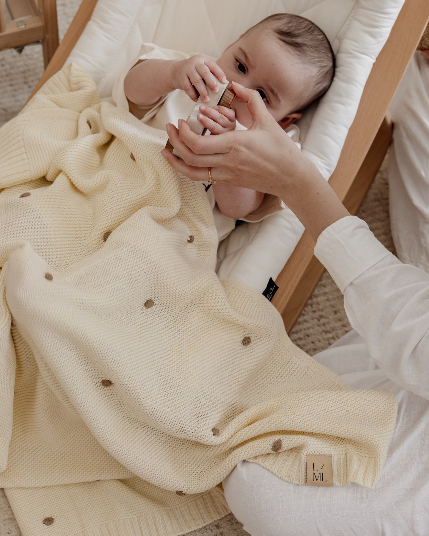 Milkdrop Knitted Blanket in Milk - Baby Blankets at Louie Meets Lola