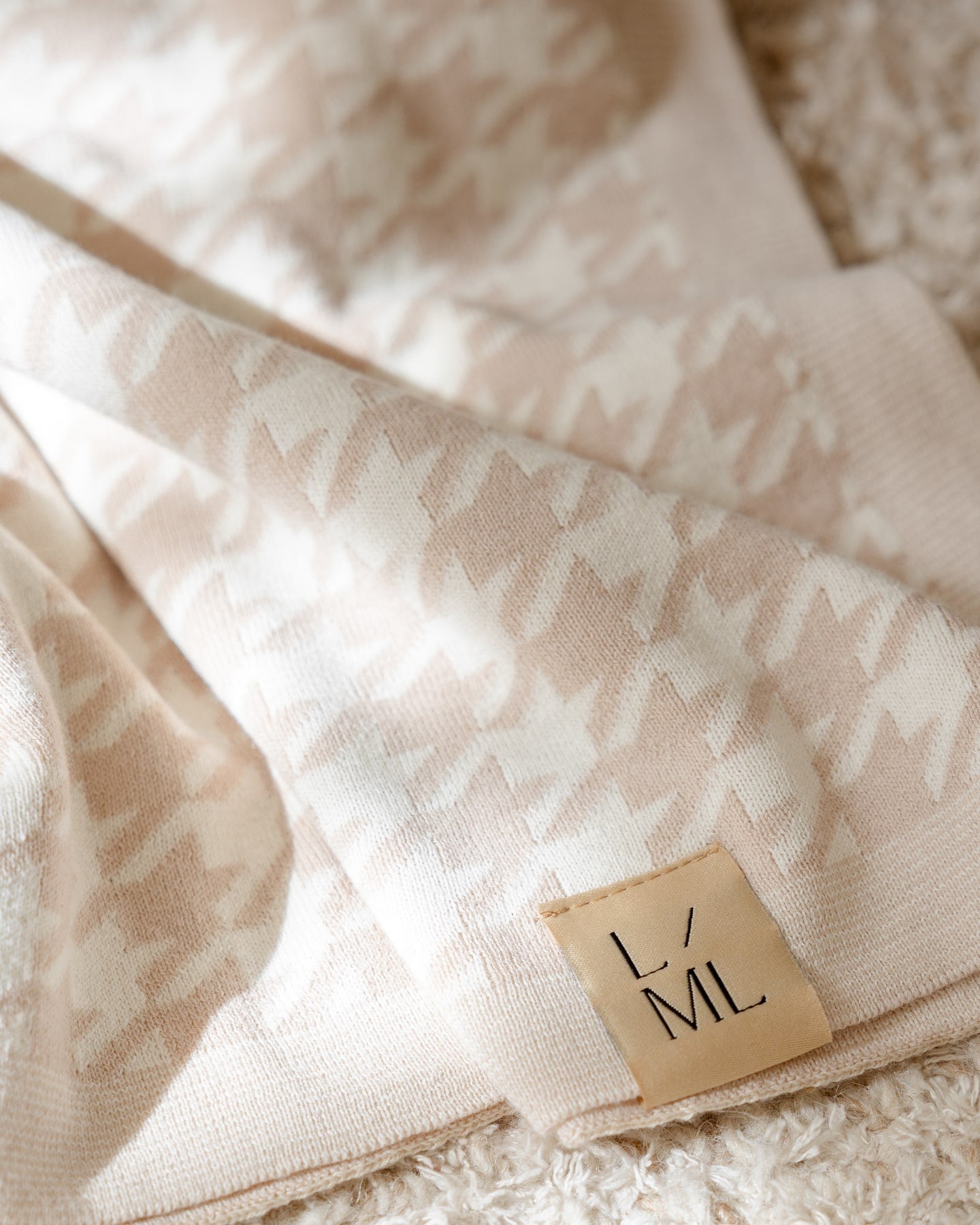 Macro Houndstooth Blanket in Nude - Baby Blankets at Louie Meets Lola