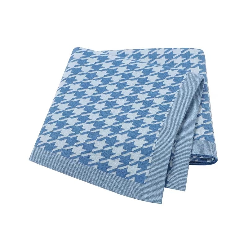 Macro Houndstooth Blanket in Blue - Baby Blankets at Louie Meets Lola