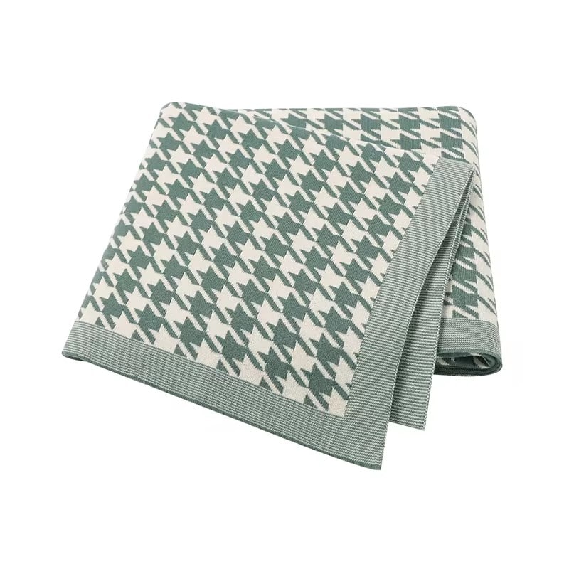 Macro Houndstooth Blanket in Green - Baby Blankets at Louie Meets Lola