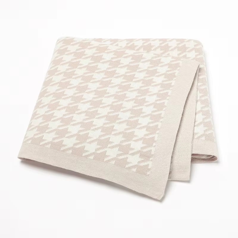 Macro Houndstooth Blanket in Nude - Baby Blankets at Louie Meets Lola