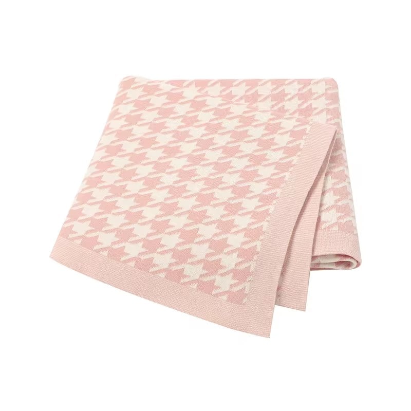 Macro Houndstooth Blanket in Pink - Baby Blankets at Louie Meets Lola