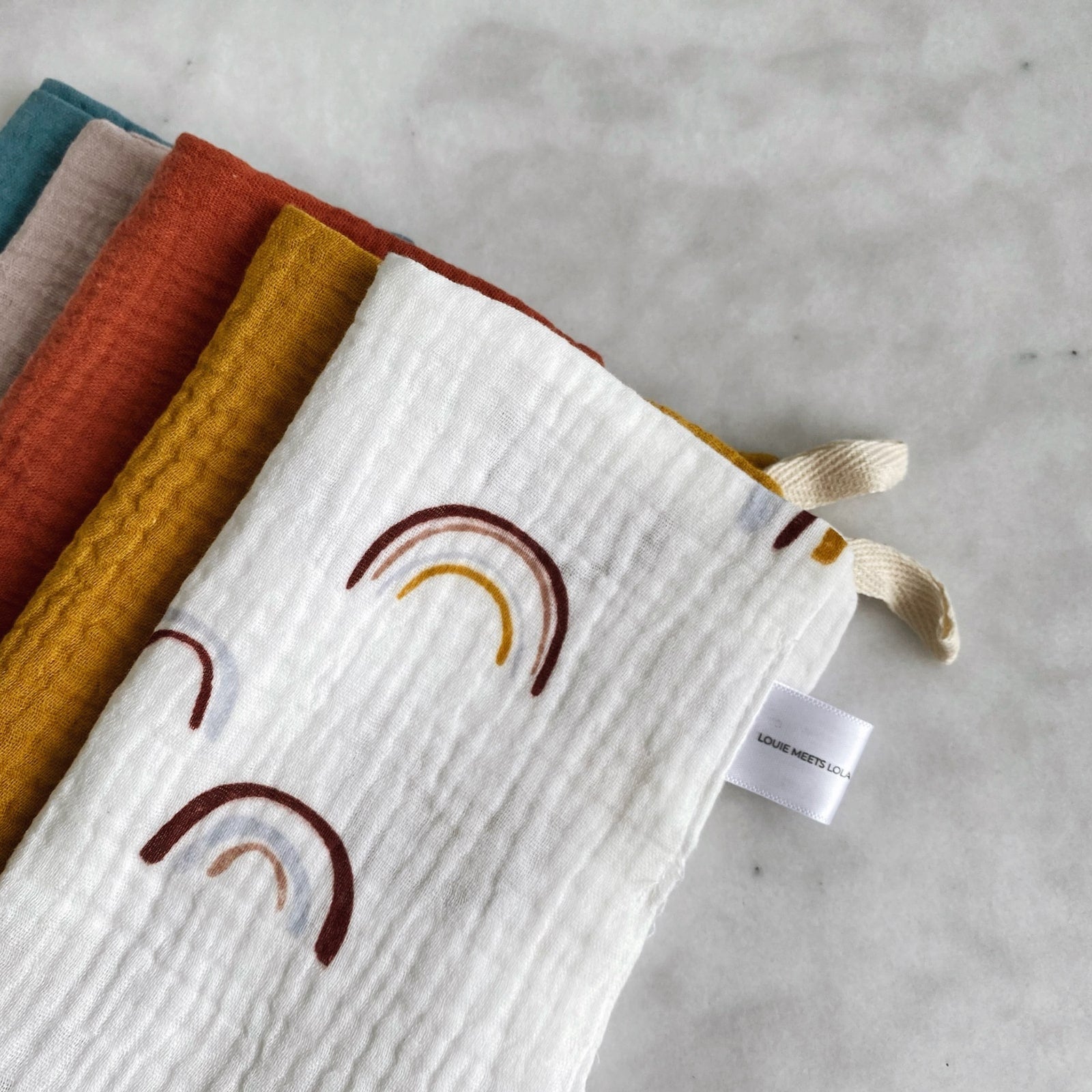 Boho Rainbow Feeding Towels - Baby Burp Cloths at Louie Meets Lola