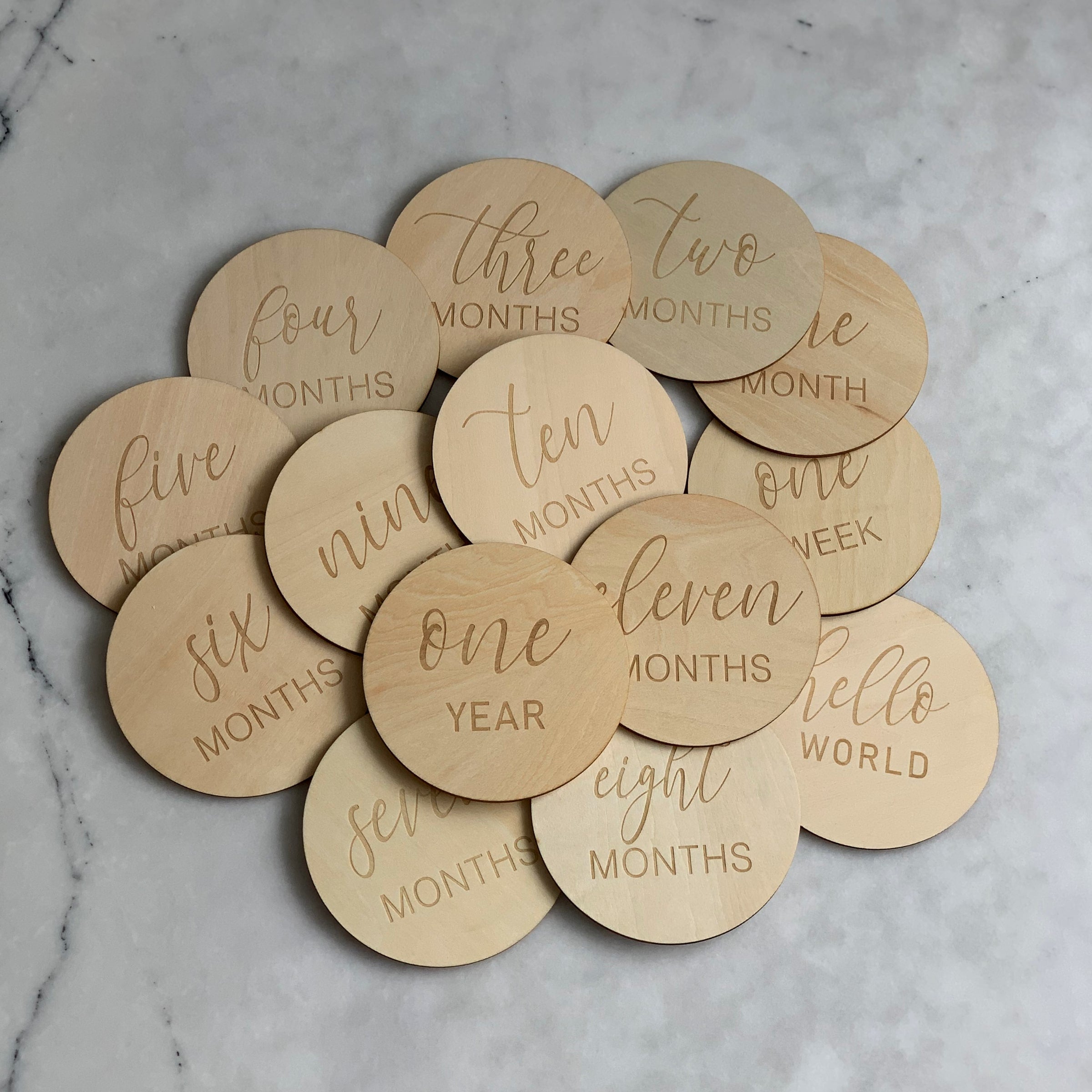 Cursive Milestone Plaque Set - Buy Decorative Plaques at Louie Meets Lola
