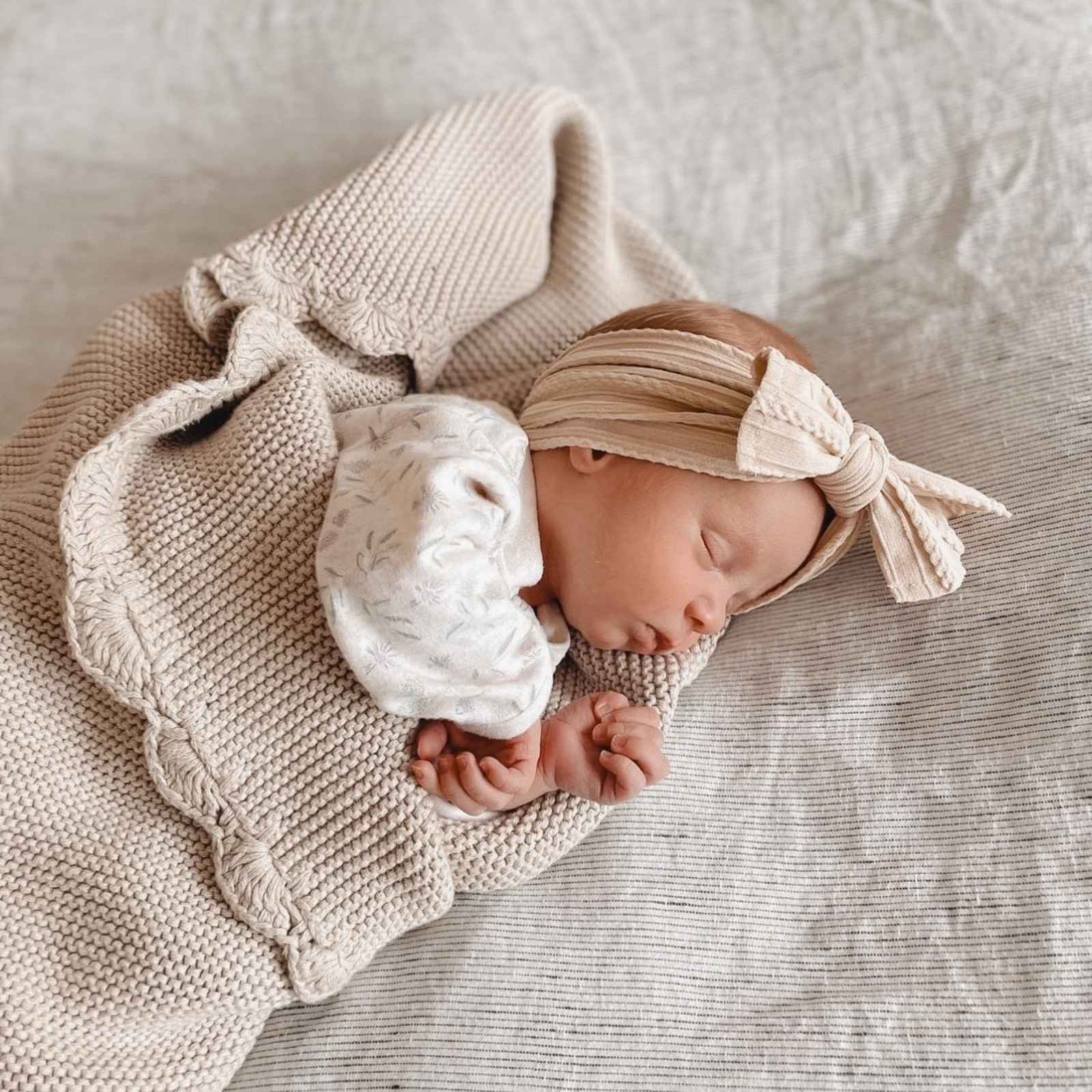 Scarlett Oversized Topknot Headband - Cream - Baby Headbands at Louie Meets Lola