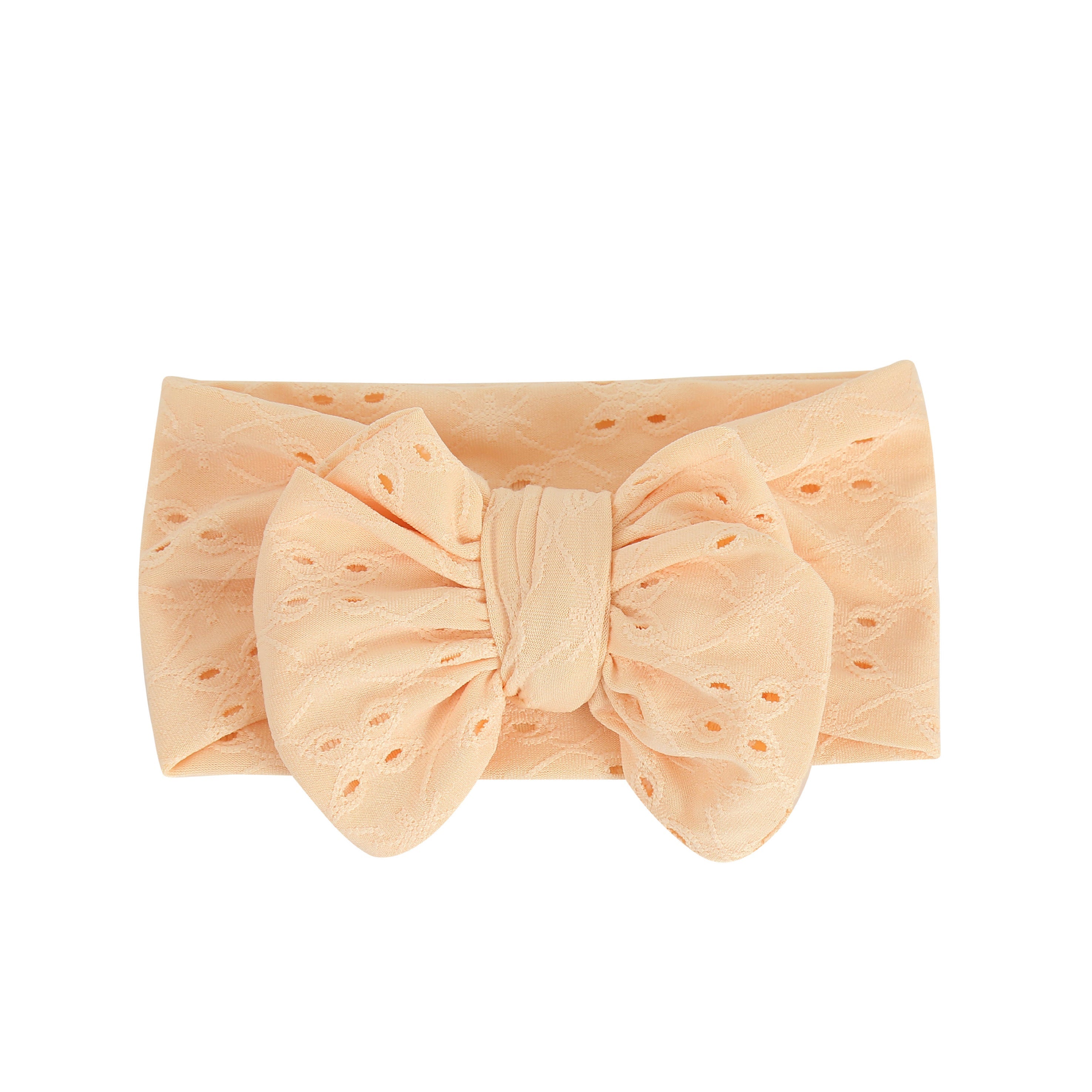 Baby Oversized Topknot Eyelet Headband Bow - Peach - Baby Headbands at Louie Meets Lola