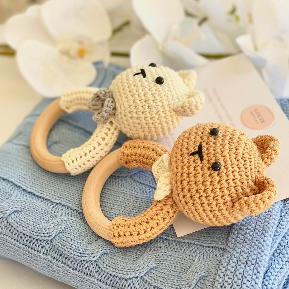Bluey Bear Crochet Rattle - Buy Rattles at Louie Meets Lola