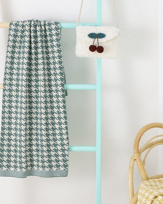Macro Houndstooth Blanket in Green - Baby Blankets at Louie Meets Lola