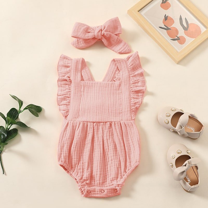 Ruffle Romper with Bow - Baby Rompers at Louie Meets Lola