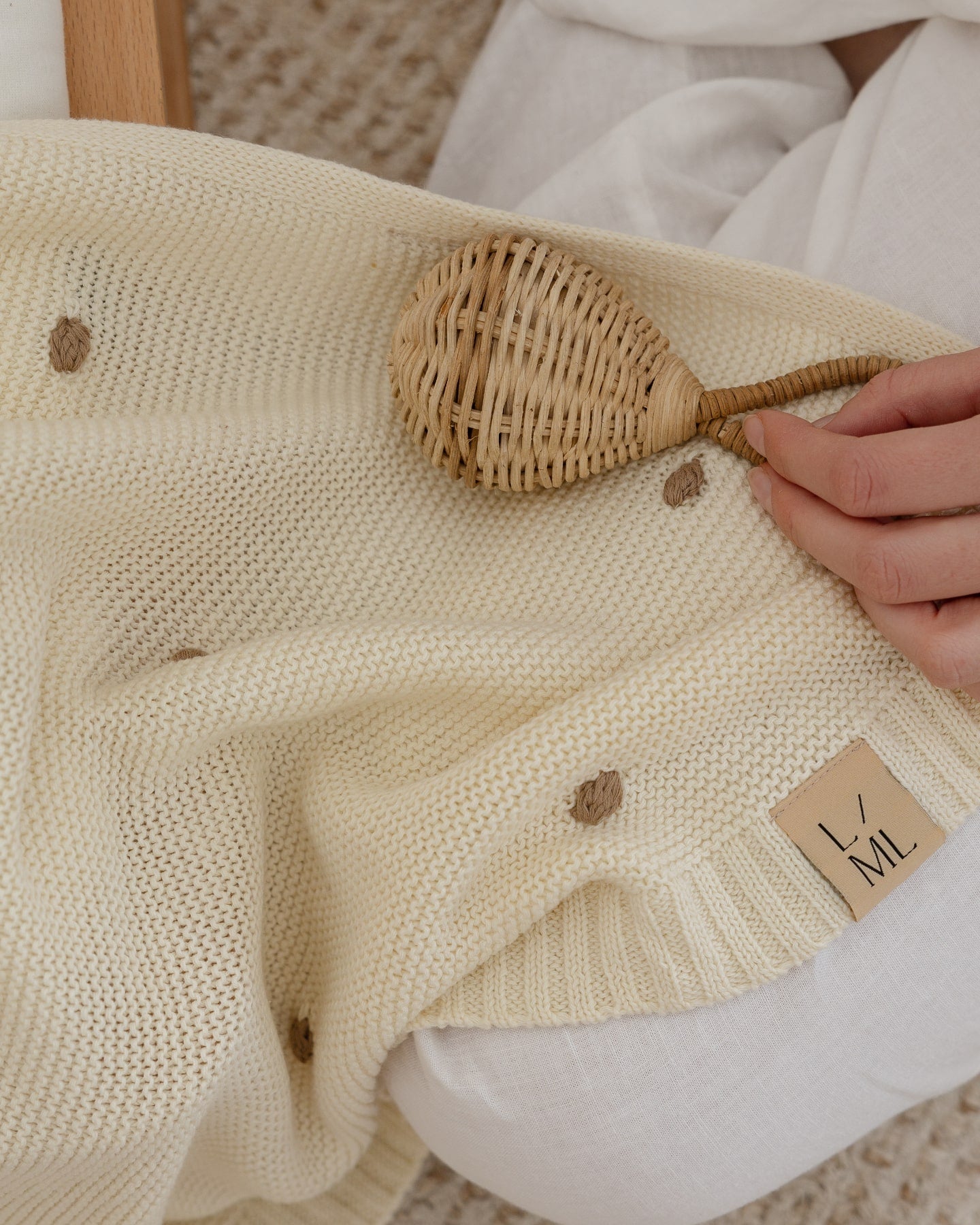 Milkdrop Knitted Blanket in Milk - Baby Blankets at Louie Meets Lola
