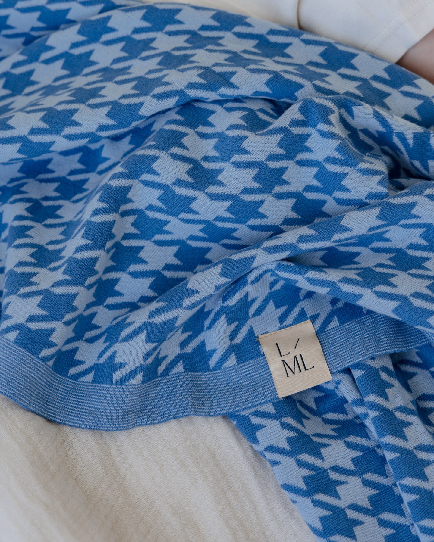 Macro Houndstooth Blanket in Blue - Baby Blankets at Louie Meets Lola