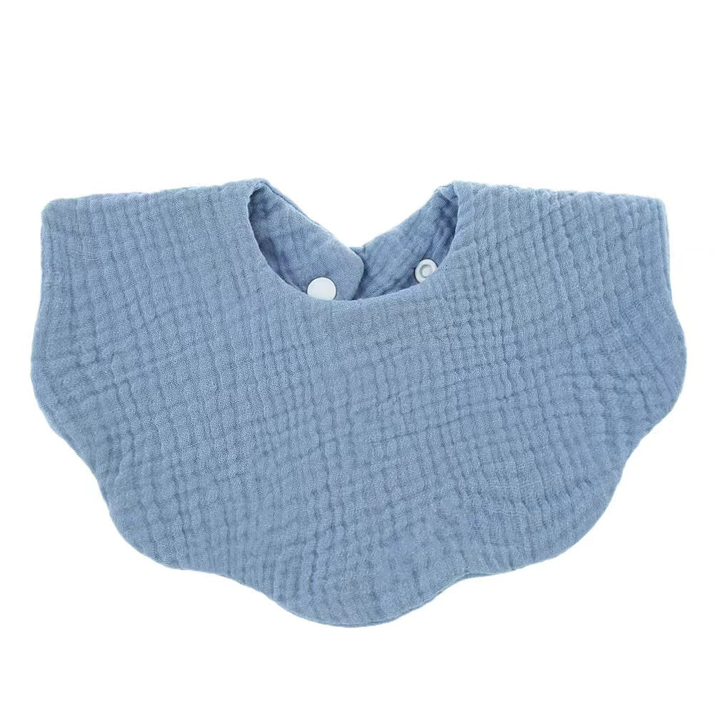 Baby Muslin Cotton Scalloped Bib - Blueberry - Baby Bibs at Louie Meets Lola