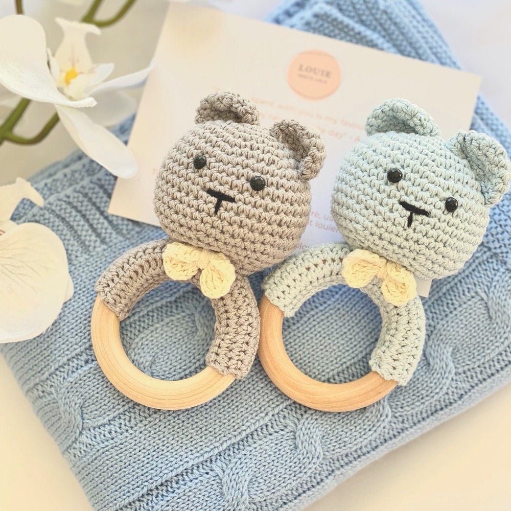 Bluey Bear Crochet Rattle - Buy Rattles at Louie Meets Lola