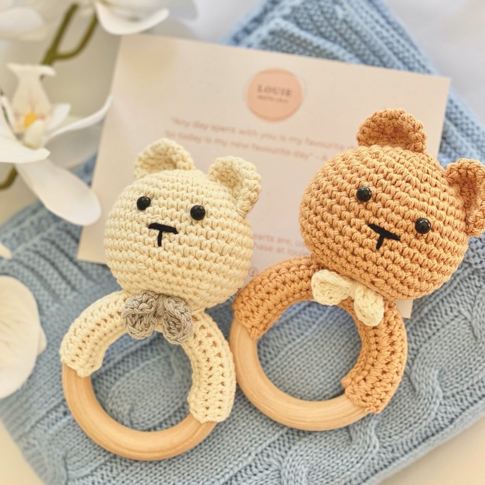 Bluey Bear Crochet Rattle - Buy Rattles at Louie Meets Lola