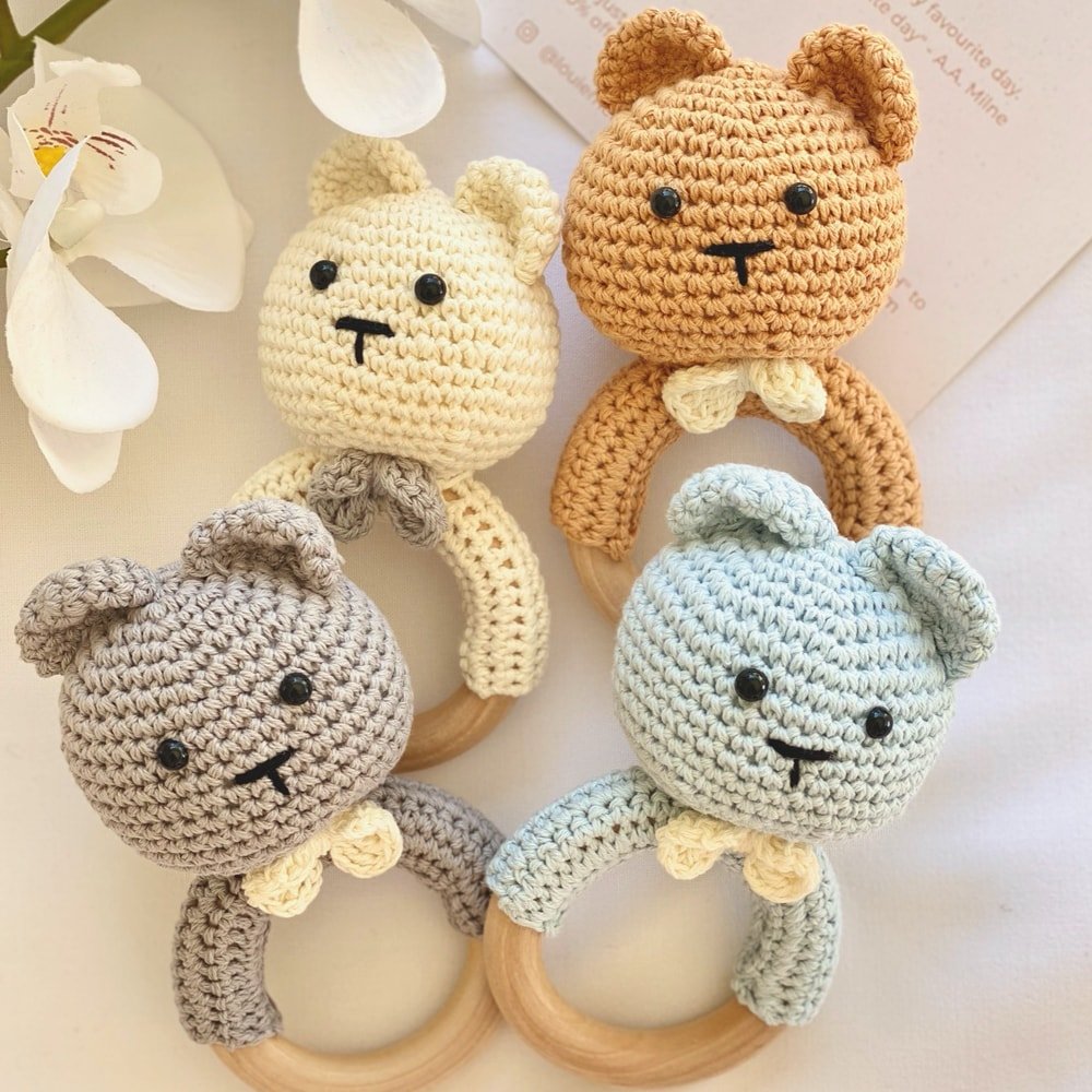 Bluey Bear Crochet Rattle - Buy Rattles at Louie Meets Lola