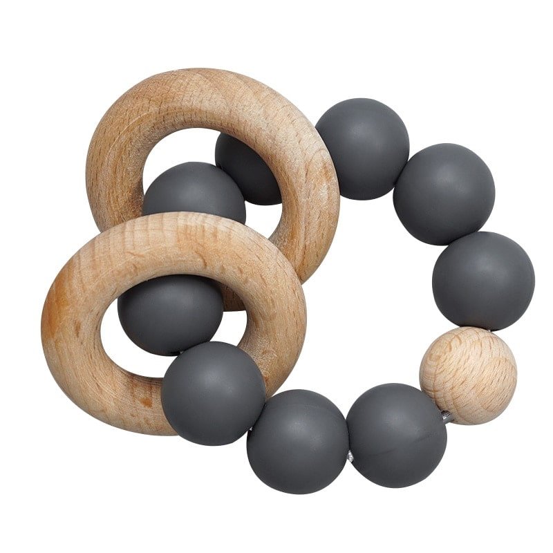 No Mess Dark Grey Teething Ring - Baby Teethers at Louie Meets Lola