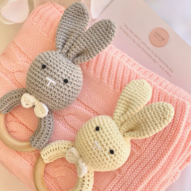 Ruby the Rabbit Crochet Rattle - Rattles at Louie Meets Lola