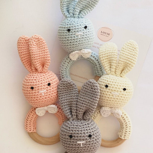 Ruby the Rabbit Crochet Rattle - Rattles at Louie Meets Lola