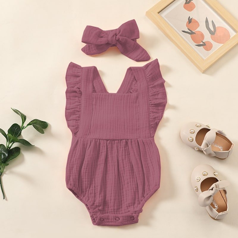 Ruffle Romper with Bow - Baby Rompers at Louie Meets Lola