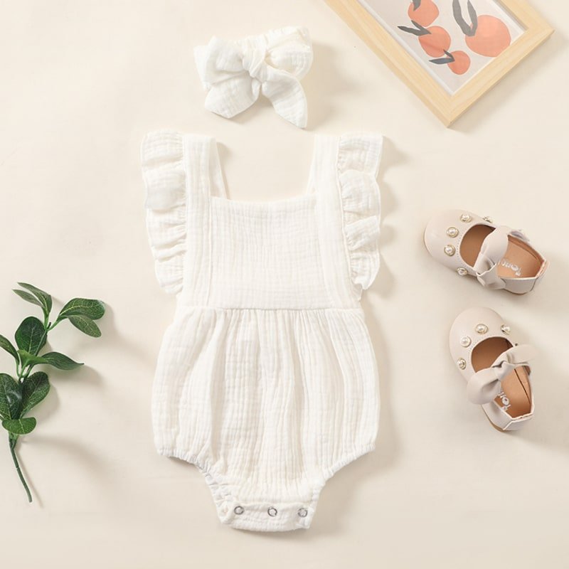 Ruffle Romper with Bow - Baby Rompers at Louie Meets Lola